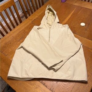 L.L. Bean pale yellow ribbed 1/4 zip pullover hooded jacket, size XL